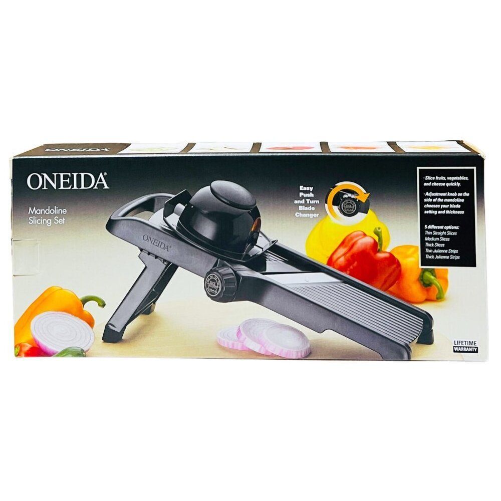 Oneida 50330 Stainless Steel Mandoline Slicer Set Adjustable Julienne Black